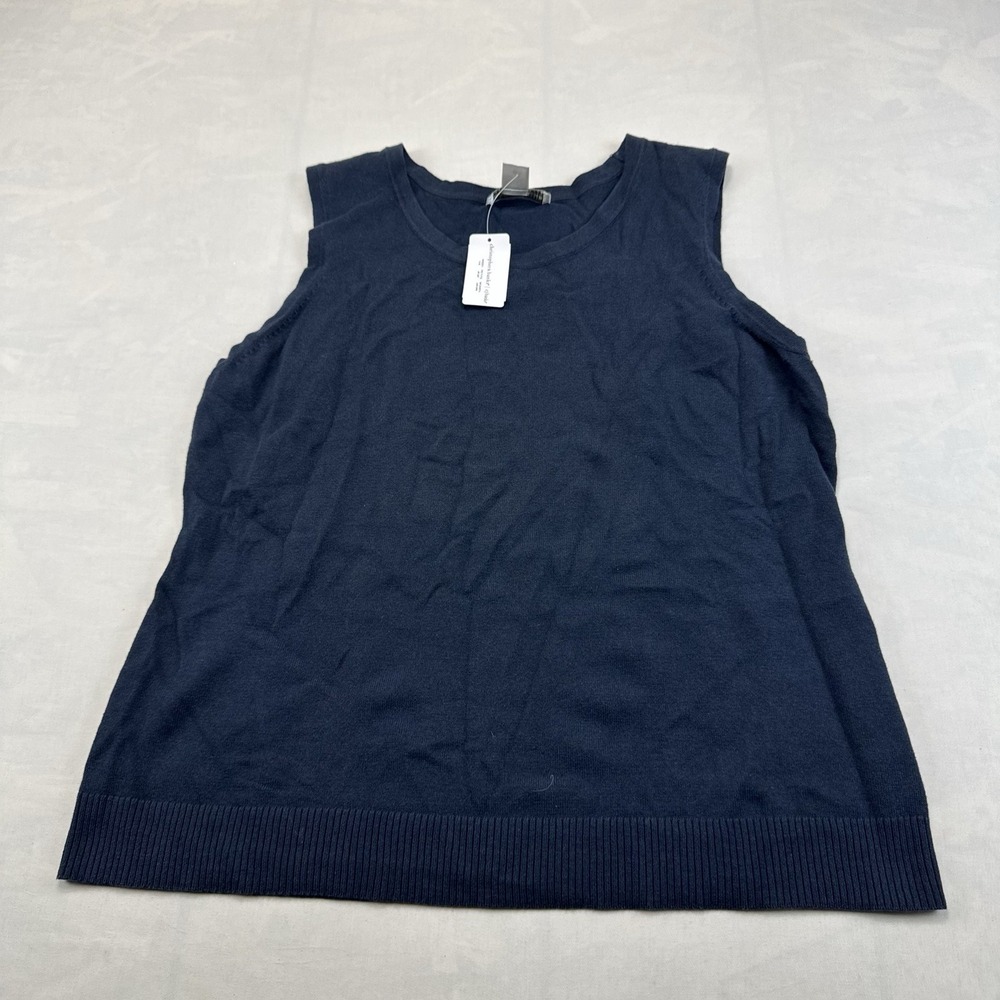 Christopher & Banks Women's L Navy Sleeveless Knit Tank Top NWT Crew Neck